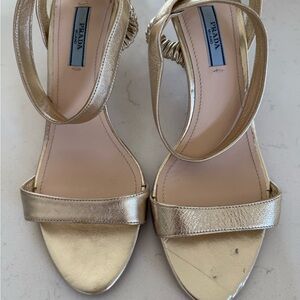 Prada Metallic Gold Women's Sandals